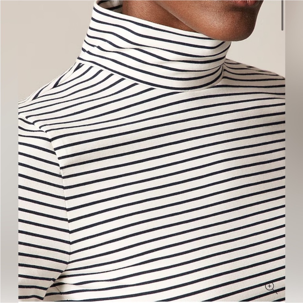 NWT J. Crew Stretch cotton-blend elbow-sleeve mockneck T-shirt S MAKEUP COLLAR - Picture 4 of 11